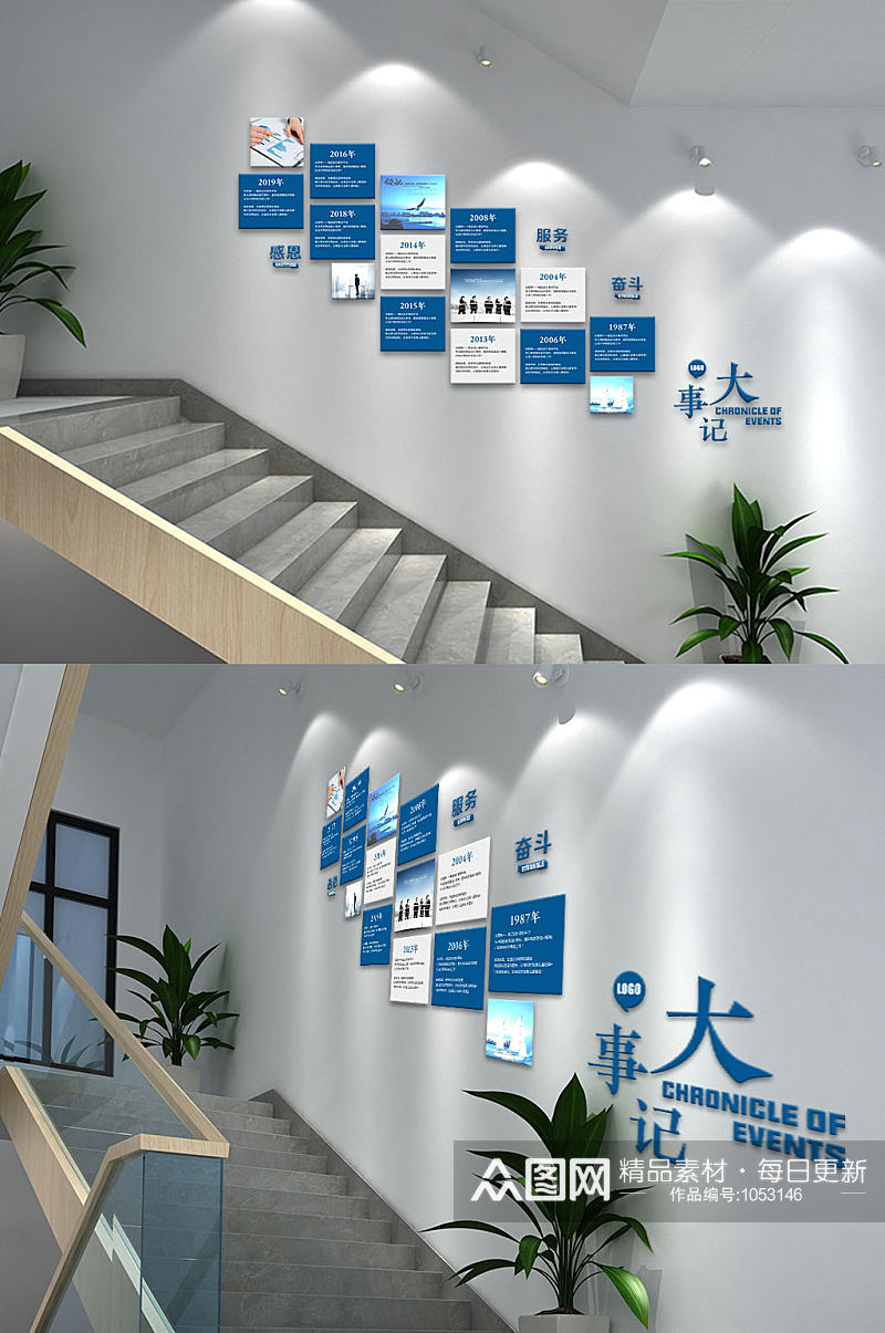 企业发展历程楼梯文化墙素材