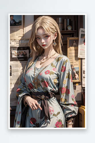 港风少女插画背景