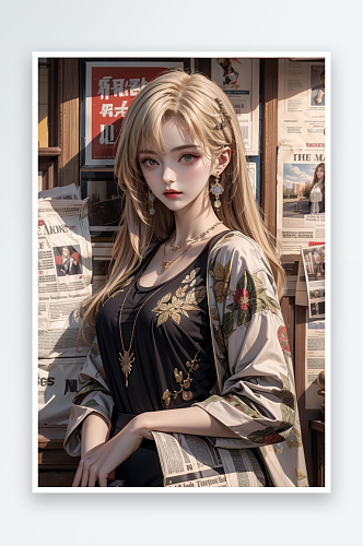 港风少女插画背景