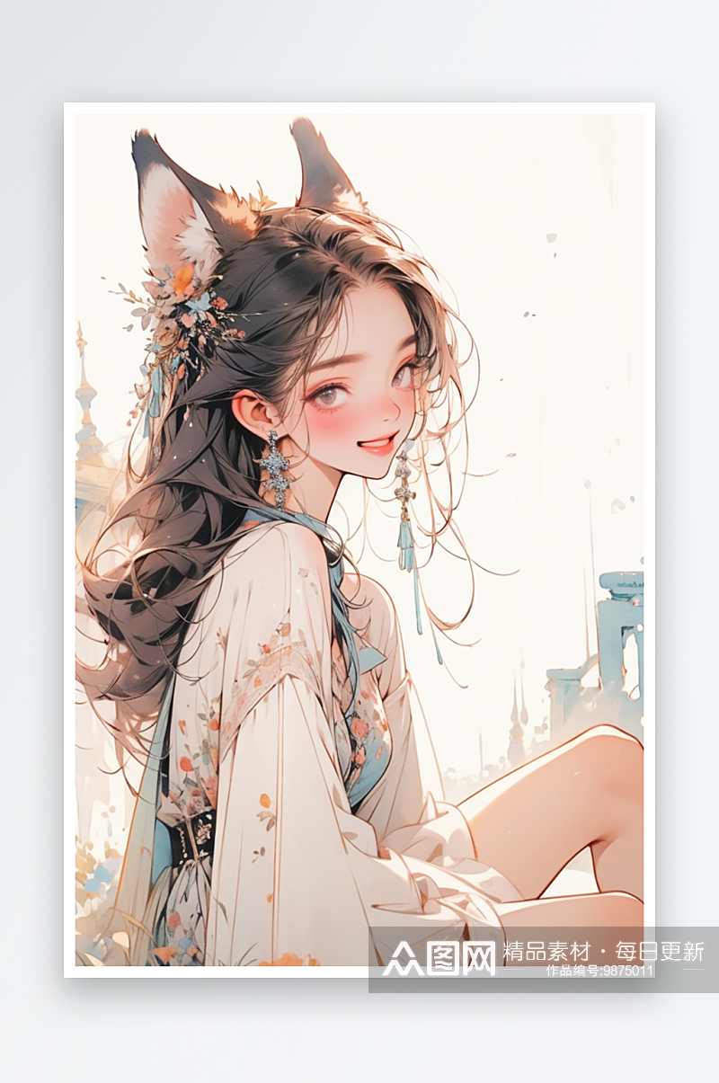 古风少女插画背景素材