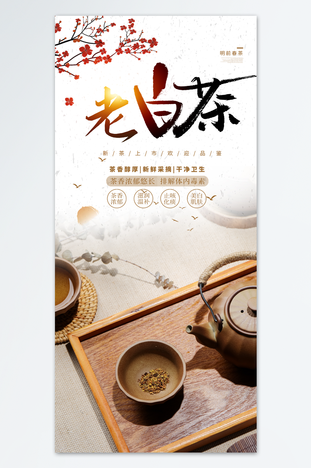 特色老白茶茶叶海报素材