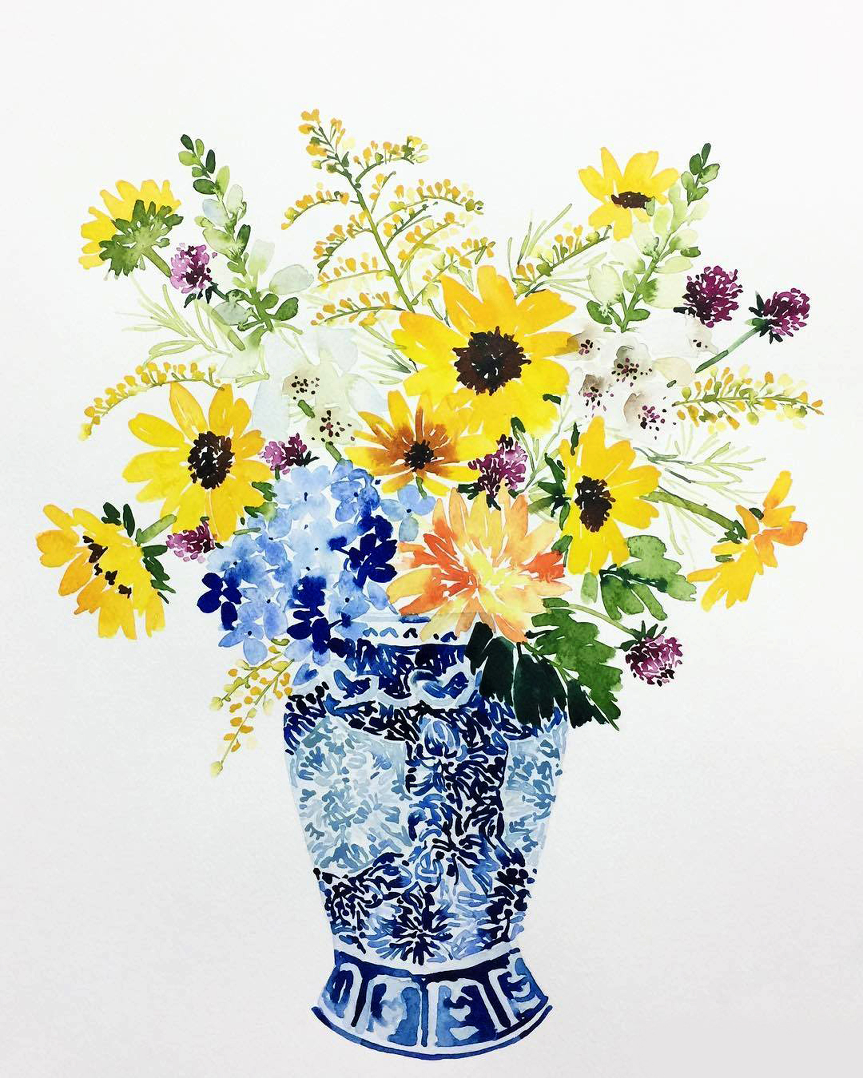 美丽水彩画花卉花朵图片素材