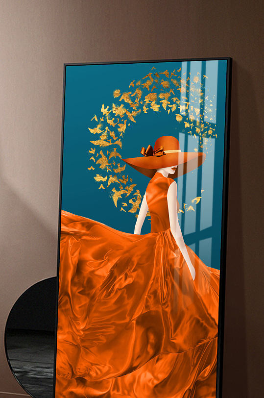 现代简约轻奢手绘美女人物玄关装饰画