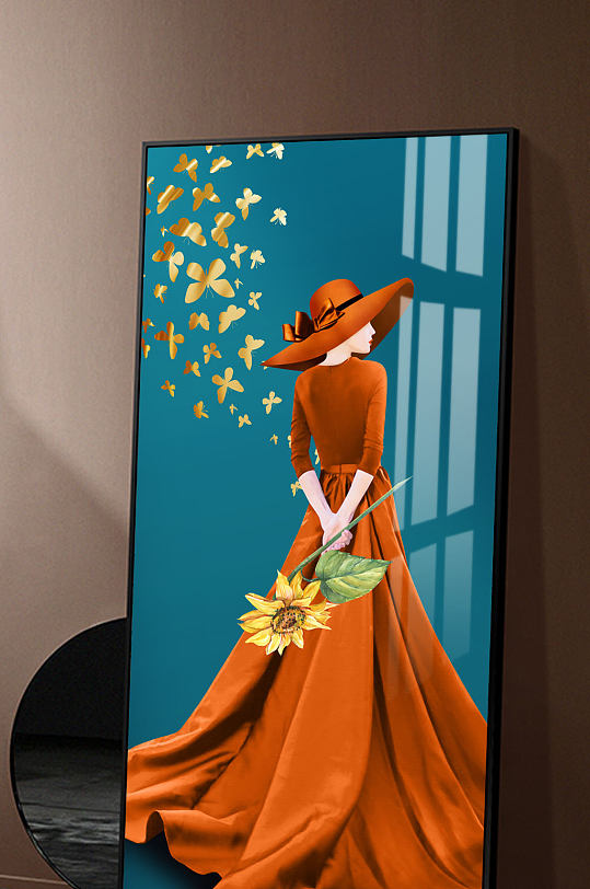 现代简约手绘美女人物玄关装饰画