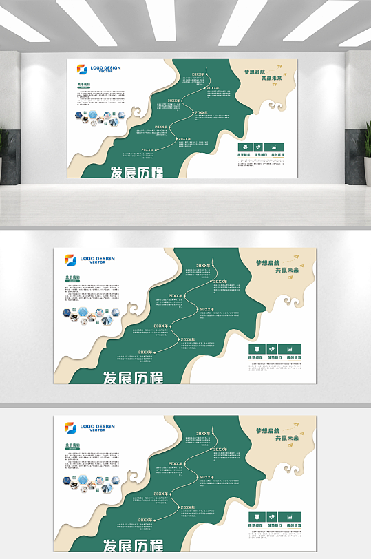 簡約大氣發(fā)展歷程文化墻
