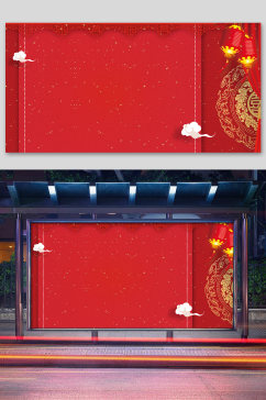 红色中国年舞台背景设计