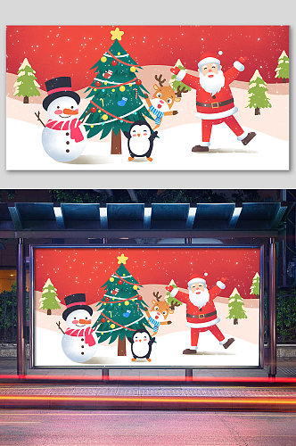 圣诞老人促销活动商场背景