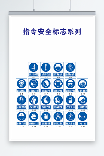 蓝色工厂指令安全标识系列标牌提示牌