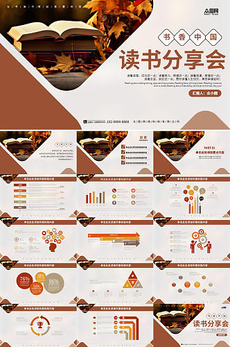 古典写实读书分享会PPT模板