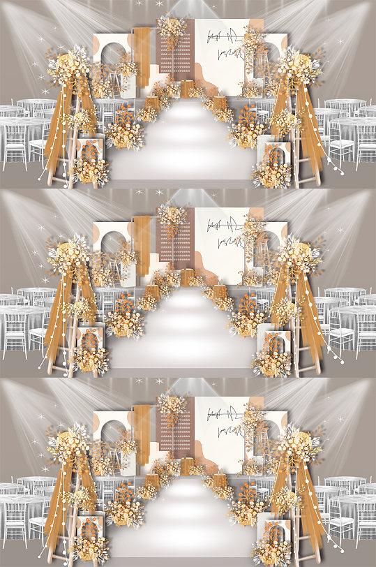 橙色浪漫婚礼舞美主题 婚礼布置-众图网