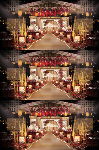 寿宴 中式红色婚礼舞美主题