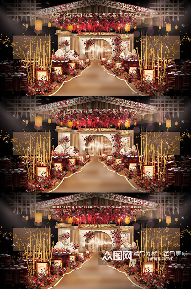 寿宴 中式红色婚礼舞美主题素材