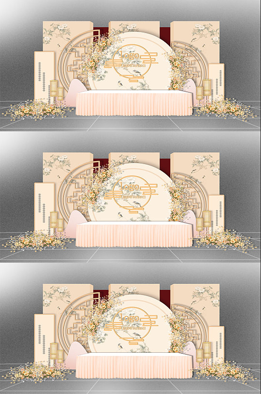 简约大气高端婚礼舞美主题 婚礼布置-众图网