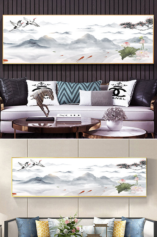 新中式山水玄关挂画-众图网