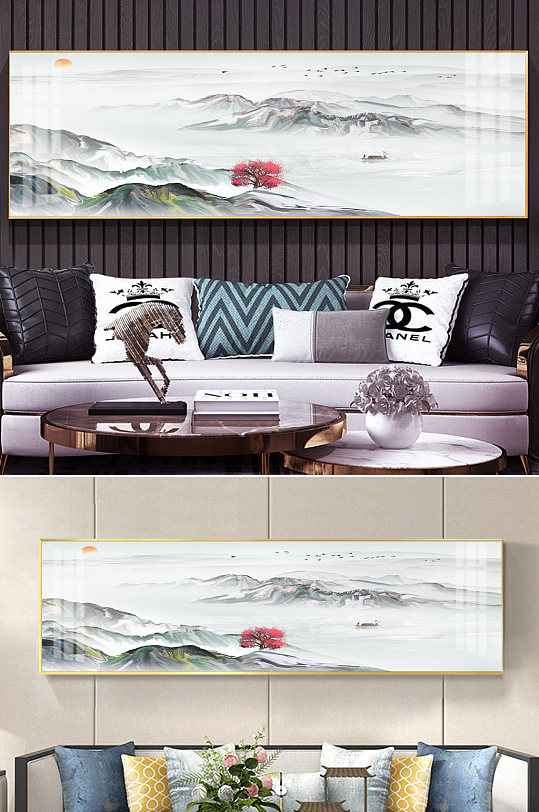 新中式水墨山水挂画-众图网