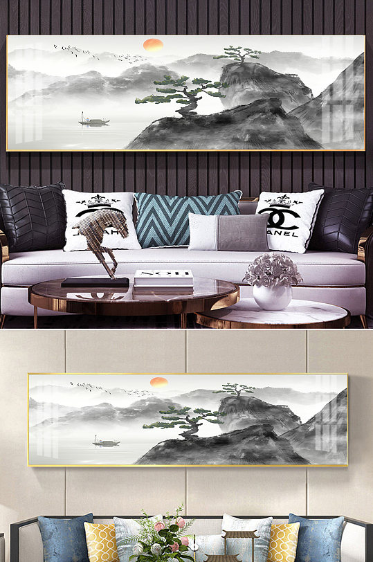 新中式水墨山水挂画-众图网