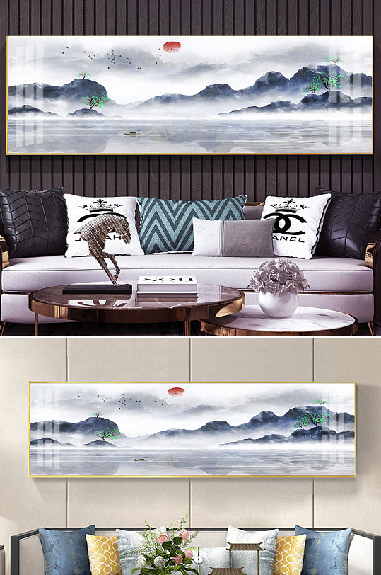 抽象水墨山水挂画-众图网