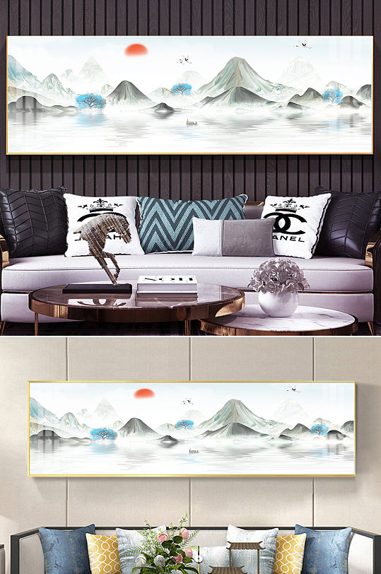 抽象水墨山水挂画-众图网