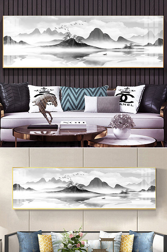 中式山水玄关挂画-众图网