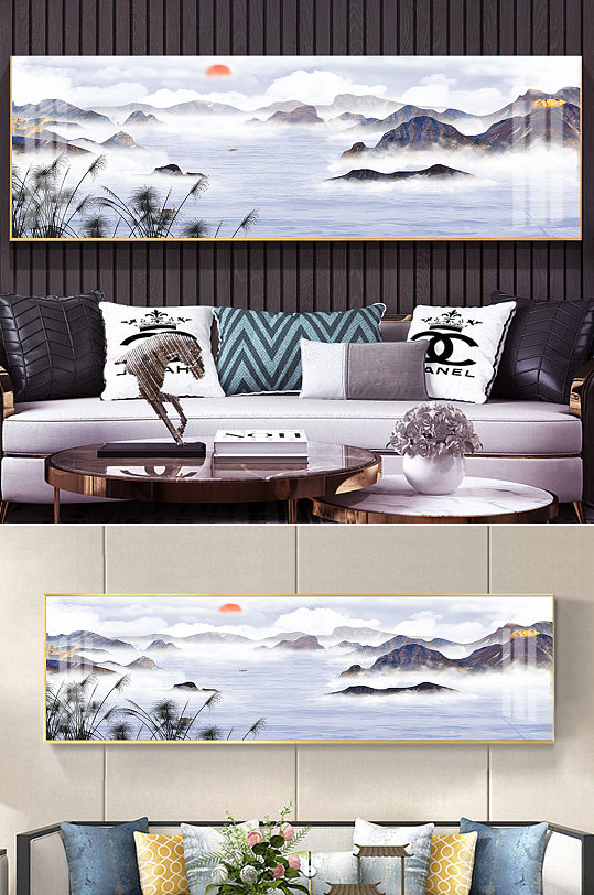 中式山水玄关挂画-众图网