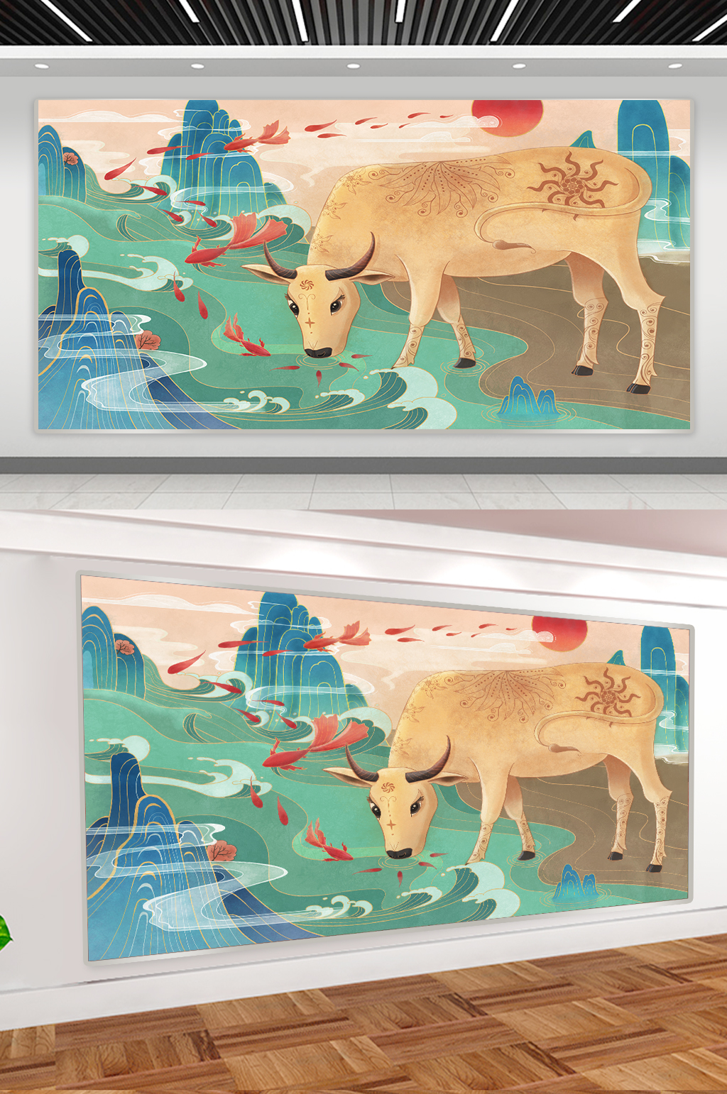 牛年大吉春节插画素材