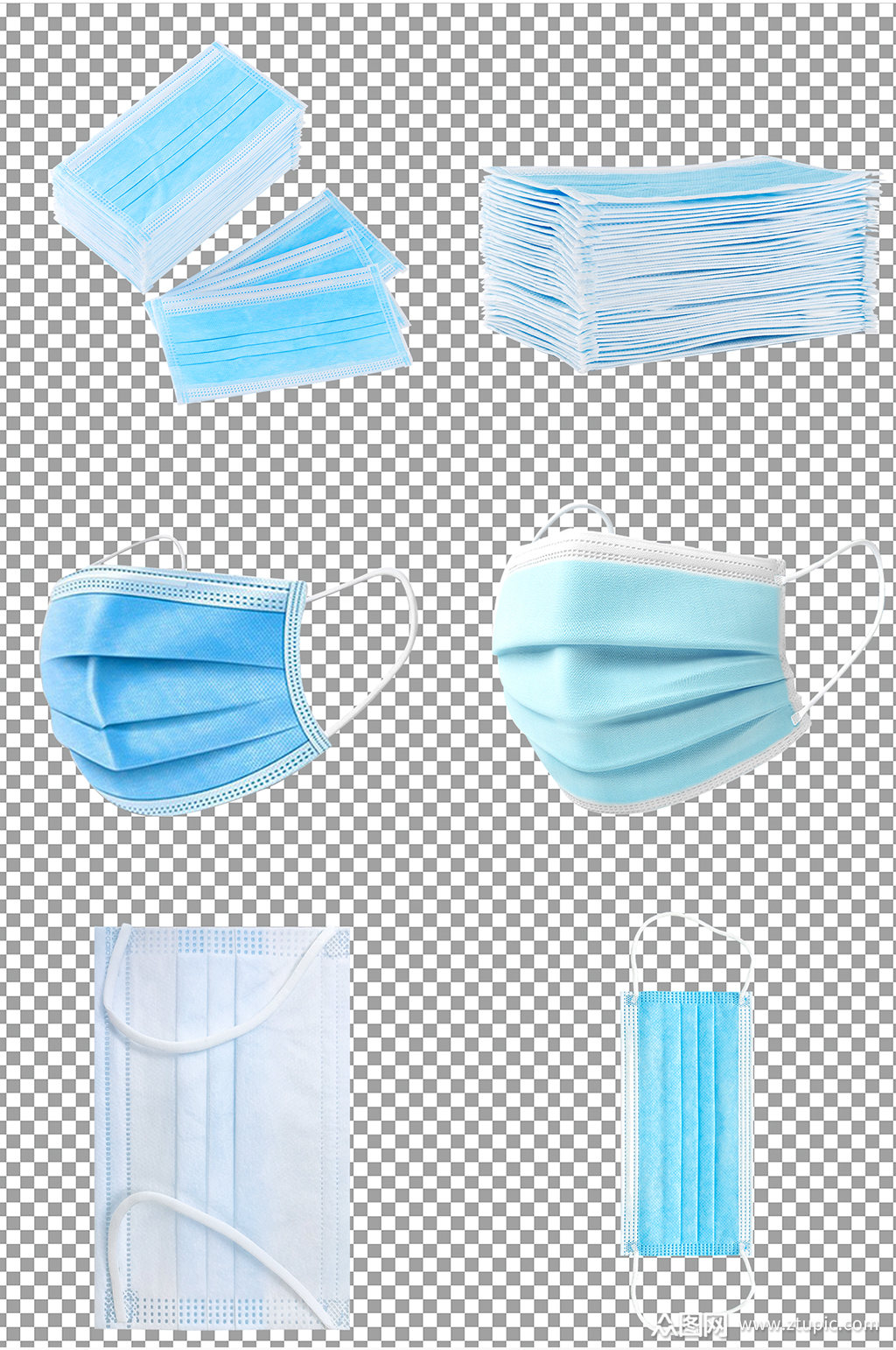 蓝色口罩免扣素材