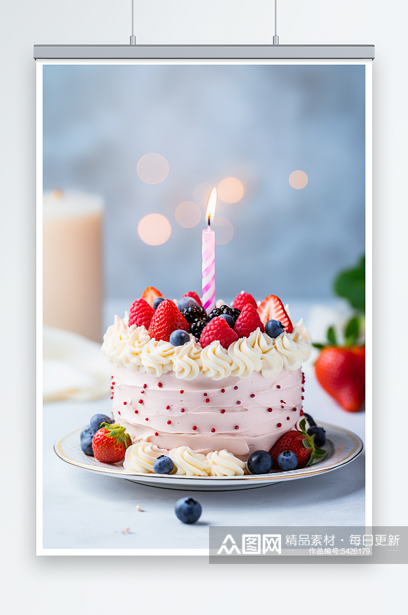AI数字生日水果蛋糕素材