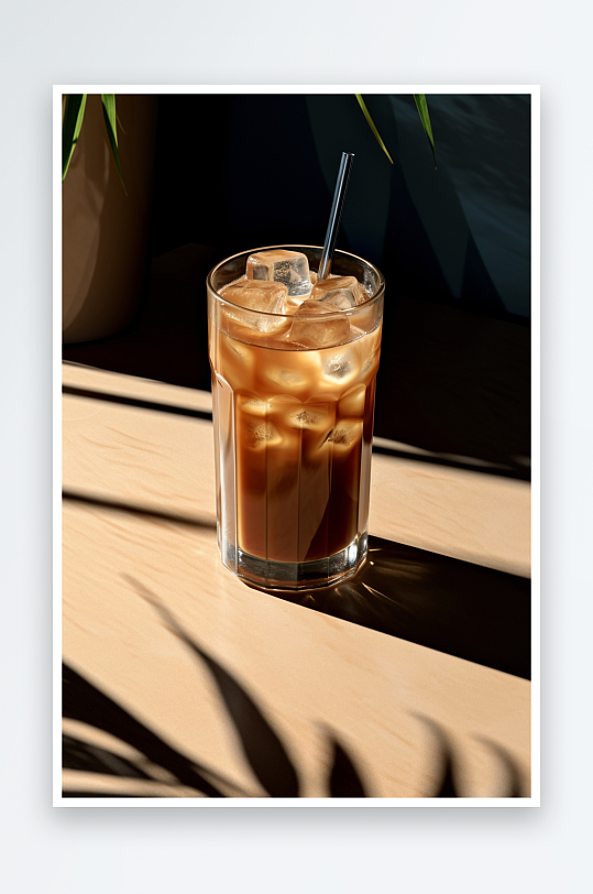 AI数字艺术咖啡冷饮午后阳光