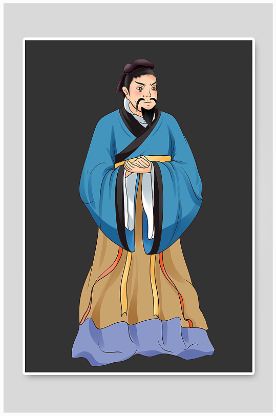 圣贤孟子古代名人人物插画
