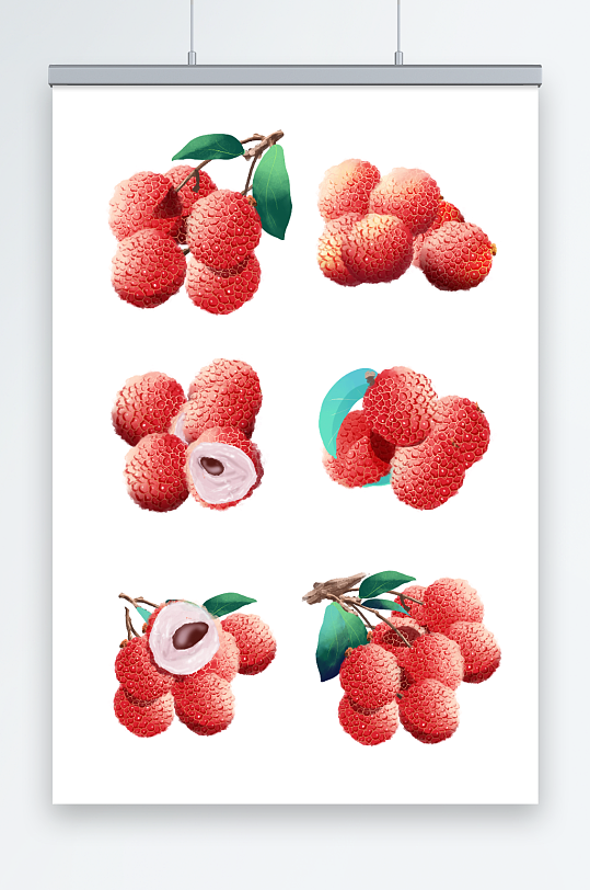 水彩写实水果荔枝插画元素-众图网