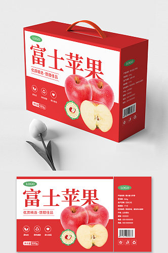 农产品红富士水果苹果箱包装盒礼盒包装设计