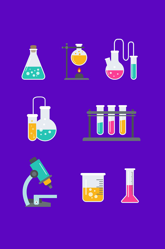 矢量化学分子实验仪器插画元素
