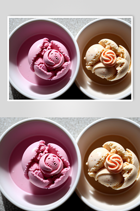 花形的冰淇淋放在碗里的图片