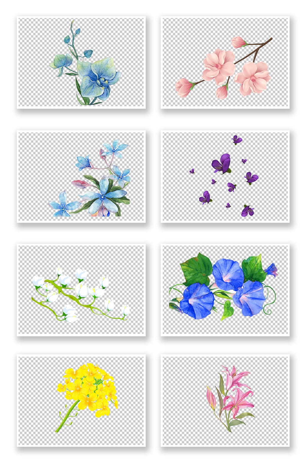 清新手绘花朵免抠素材素材