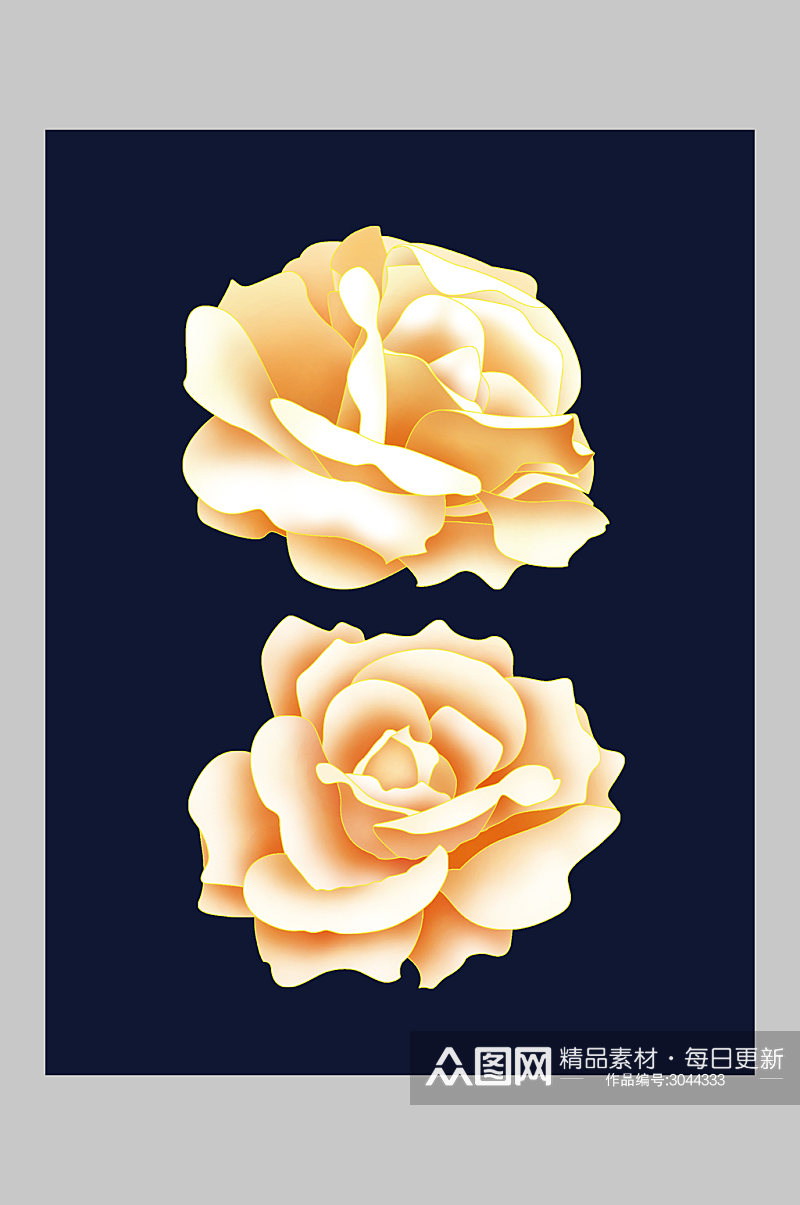 手绘玫瑰花插画装饰图案素材