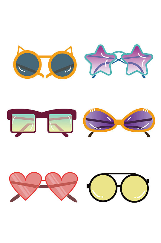 卡通手绘时尚眼镜墨镜-众图网