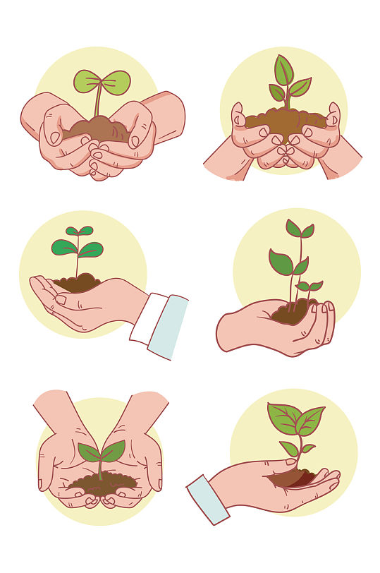 植树节卡通手绘保护树苗