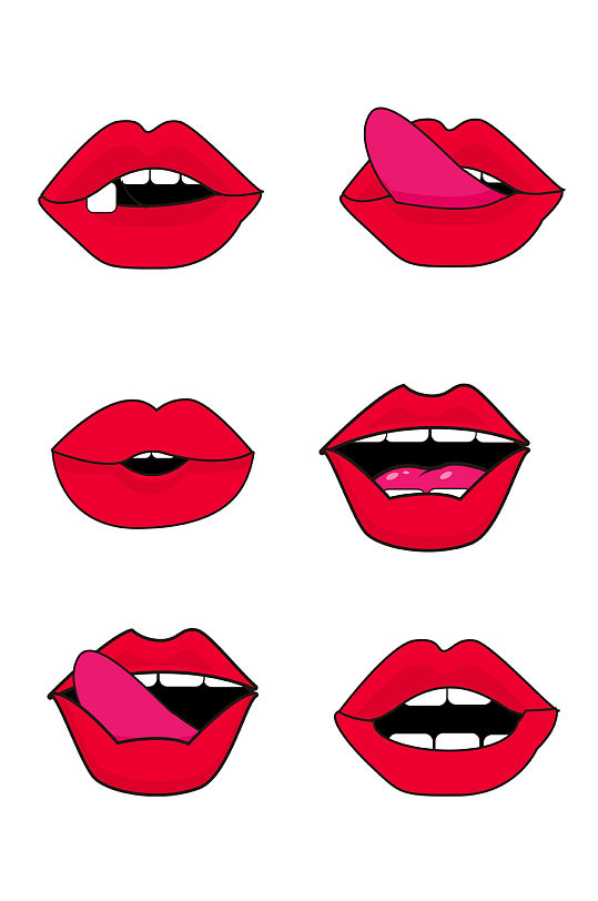 女性红唇手绘图片