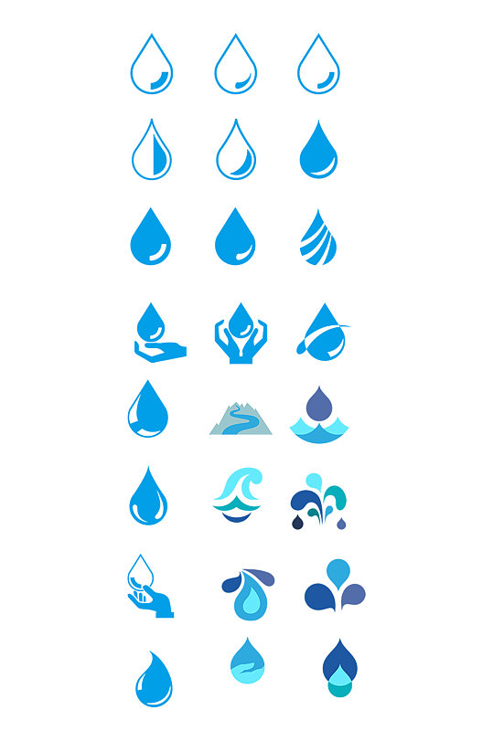 蓝色的水滴形状标志矢量