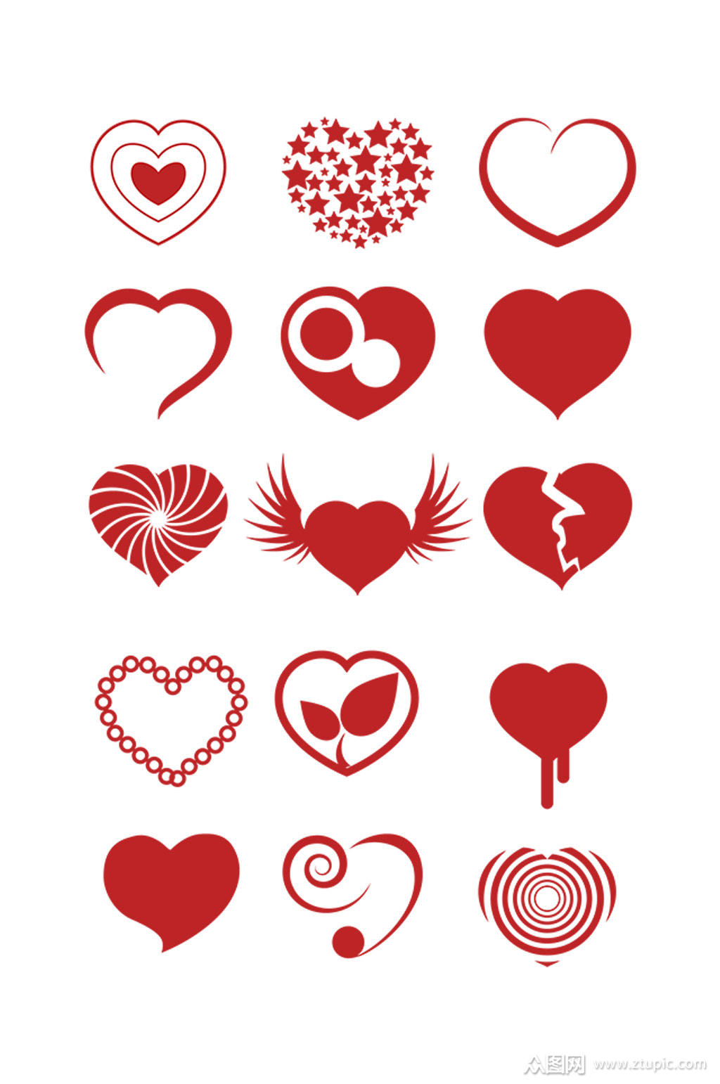 红色心形装饰图案元素模板下载-编号442527-众图网