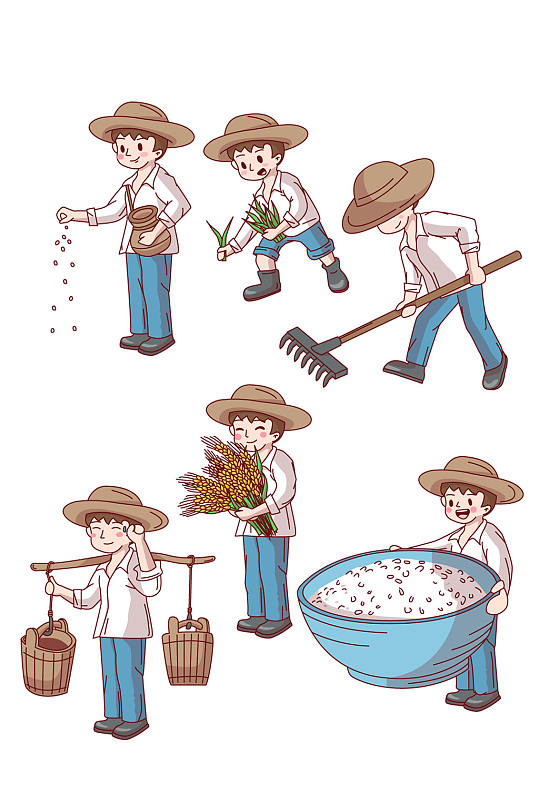 农民种田米饭节约粮食光盘行动 铁锹战神王老七素材