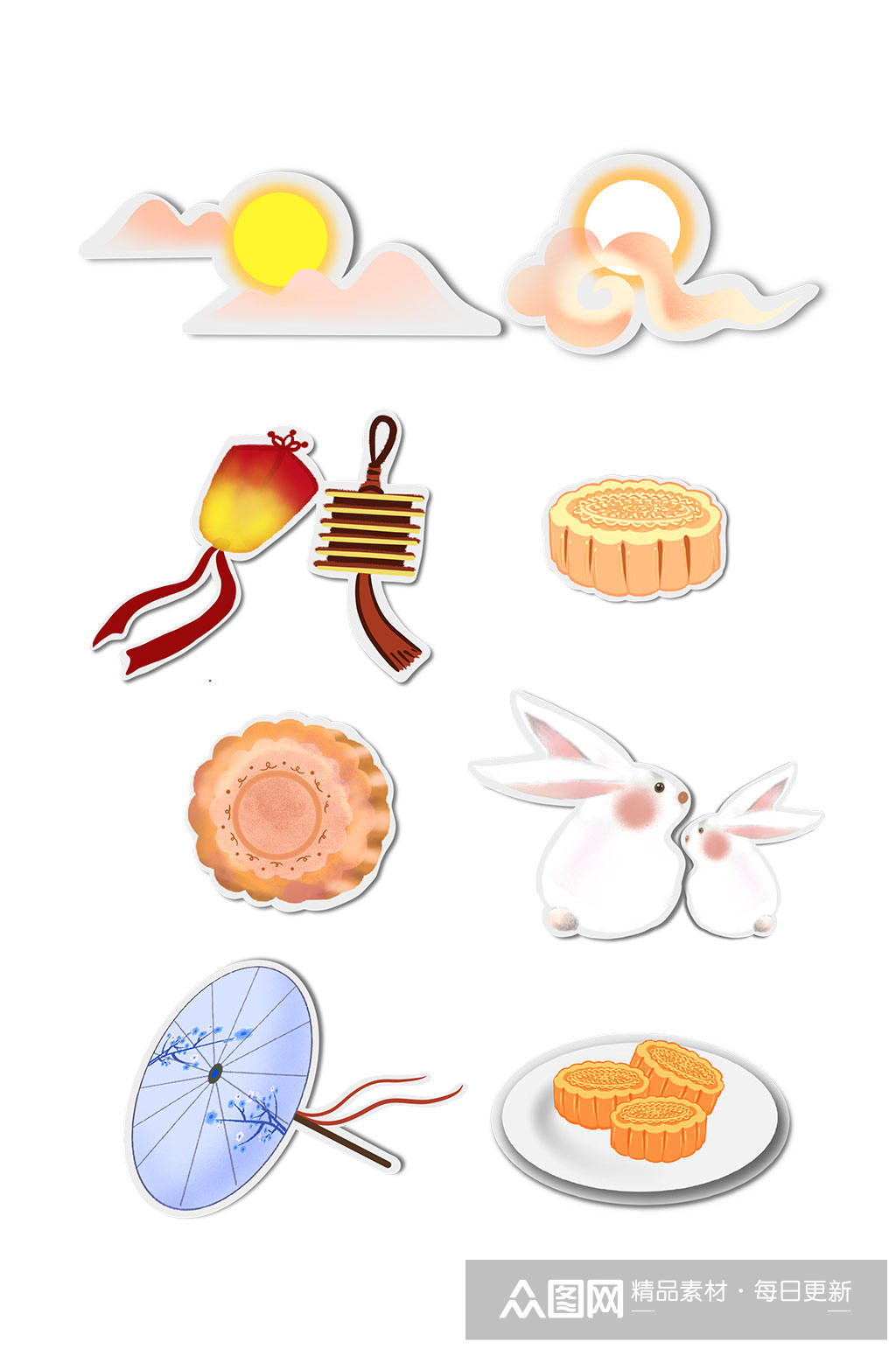 中秋节简笔画卡通元素