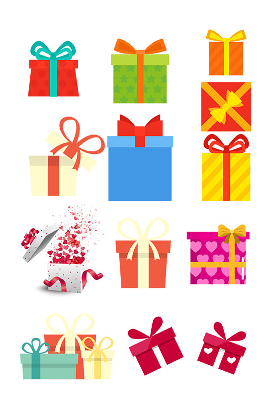 彩色蝴蝶结礼盒礼物素材