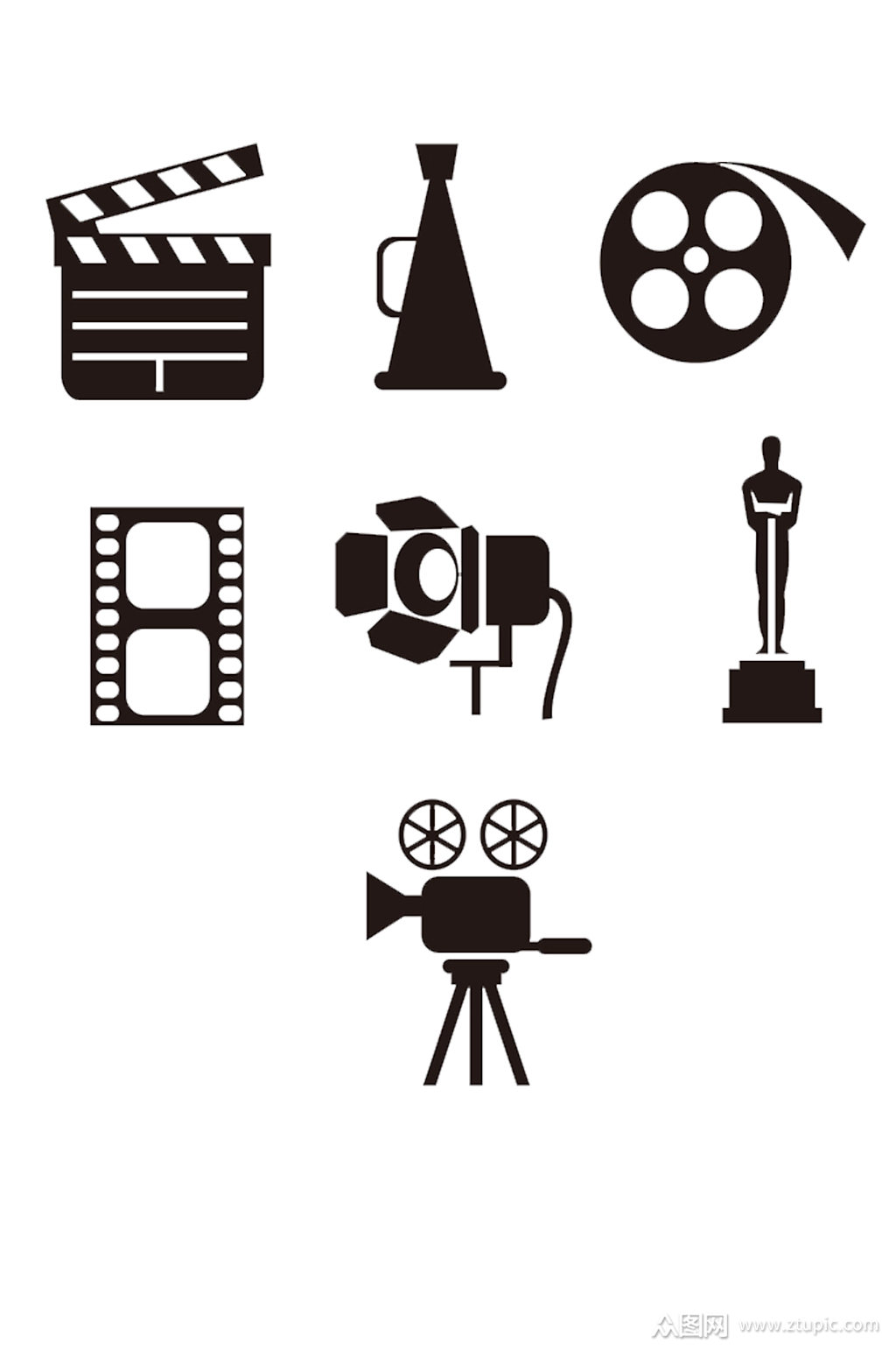 电影大片黑白矢量图元素素材