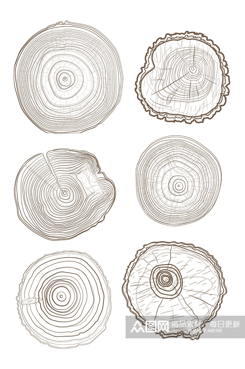 简约手绘卡通树木年轮元素素材