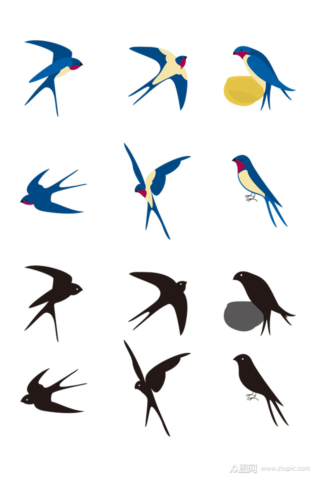 矢量动物飞禽燕子设计元素