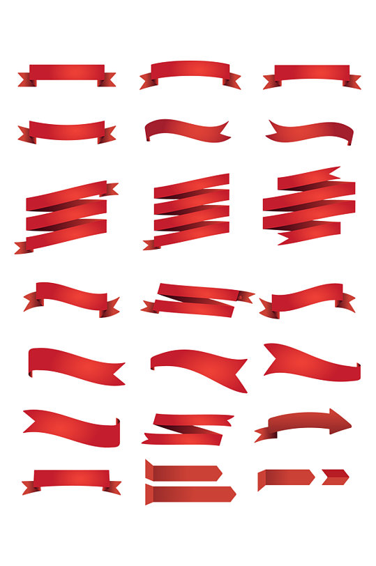 手绘红色丝带元素