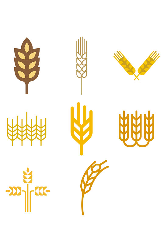 手绘麦穗图案装饰元素-众图网