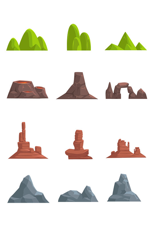 游戏场景山脉假山设计素材