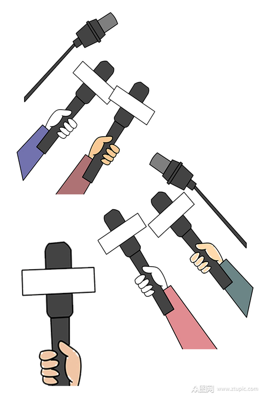 采访话筒手绘形象元素素材